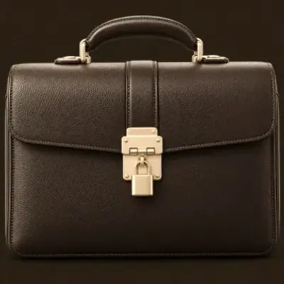 Locked leather briefcase — Kingmaker Casino